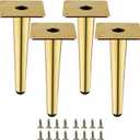 Gold Metal Furniture Legs Heavy Duty Straight Furniture Feet DIY Modern Replacement Legs for Cabinet Sofa Couch Chair-Set of 4 (Gold, 8")
