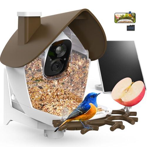 birdsnap® P33 - Smart Bird Feeder with Camera Solar Powered, 2K Video Bird Camera Feeder Live with 32GB Card, AI Identify Feather Species, Auto Record in Backyard, Ideal Gift for Birds Lover