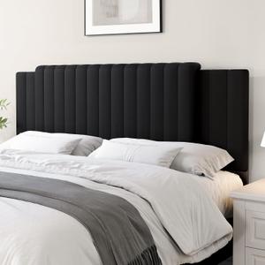 Upholstered Tufted Velvet Headboard, 3 in 1 Headboard for Full/Queen/King Size Bed, Height & Width Adjustable Head Board, Attach Frame, Study & Comfortable, Ideal for Bedroom, Dorm, Guest Room, Black