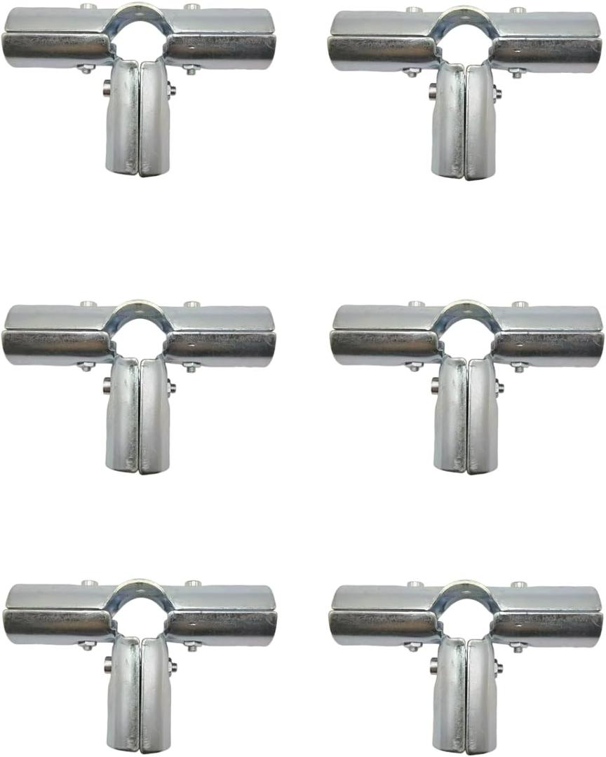 6 Pcs 4 Way Pipe Connector Clamp Fittings,Structural Pipe Connector Chain Link Fence Fittings,Galvanized Steel End Rail Clamps, Fit for 1" O.D.(25.4 mm) Steel Pipe, Bolts and Nuts Included