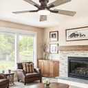 ZMISHIBO 42 Inch Ceiling Fan with Light, App&Remote Control, Flush Mount Low Profile, Dimmable 20W LED Light, Quiet Reversible Motor for Bedroom, Living Room, Apartment, Brown