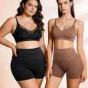 Slip Shorts for Under Dresses Seamless Shaping Boyshorts Panties Tummy Control Underwear Shapewear for Women 2 Pack (Brown, L)