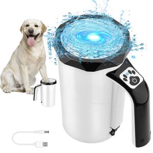 MYPIN Rechargeable Automatic Dog Paw Cleaner, Black - Portable Pet Paw Washer Cup with Soft Silicone Brush, 7.4V High Power, Suitable for Big Dog and Cat Grooming, XL