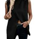 Verdusa Women's Sleeveless Sweater Vest Spring Business Casual Outfits Mock Neck Knit Pullover Sweaters Going Out Tops Black Small