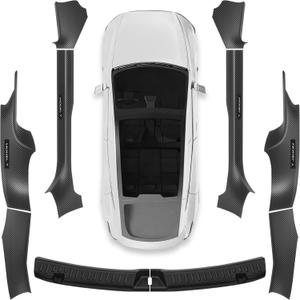 10Pcs for Tesla Model Y Juniper(2025-2026) Carbon Fiber Door Sill Protector with Bumper Guard [Anti-Kick & Keep Clean] Door Sill Guard Cover for Tesla Model Y Juniper Accessories 2025 2026