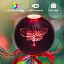 YAZJIWAN 3D Flower Crystal Ball Lamp,3.15inch Multi-Color Changing Bedroom Decor Night Lights,Christmas Birthday Gifts for Boys, Girls