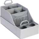 FLYBOX Car Seat Organizer Backseat Car Organizer with 12 Storages Compartments and 2 Metal Cup Holders,Storage Box for Front Back Passenger Between Behind Middle Seats for Truck Trunk Van,Gray (Grey)