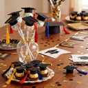 Flutesan Mini Felt Graduation Caps Lollipop Cake Topper with Tassel Grad Black Hat Chocolates Decor 2026 Grad Party Supplies