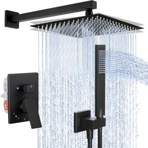 KES Shower Faucet, Shower Faucets Sets Complete 12 Inch Rain Shower Head with Handheld Spray, Pressure Balance Shower System (cUPC Certified Shower Valve Included), Matte Black, XB6230F18S12-BK