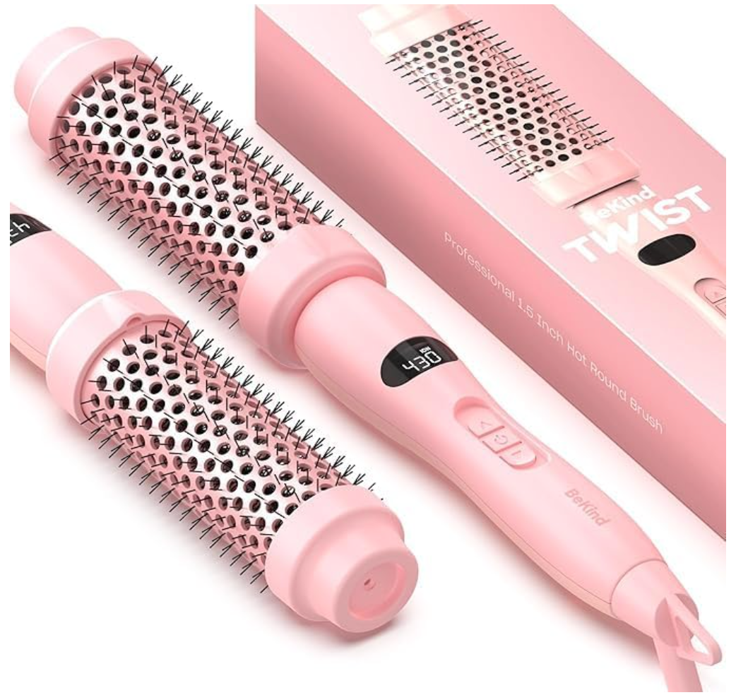 Upgraded Thermal Brush by BeKind Twist Pro  1.5 Inch Versatile Heated Round, Effortless Curling Hair Styling Tools, Negative Ion Blow Out Hot Round Brush, 20s Fast Heats (Peach)