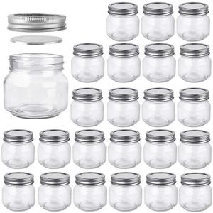 Betrome 8 oz Mason Jars, 24 Pack 240ml Glass Canning Jars with Regular Mouth Lids, Glass Storage Containers for Overnight Oats, Jam, Jelly, Honey, Beans, Spice, Wedding Party Favor, Shower Favor