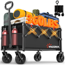 Yozoia Wagons Carts Foldable, Lightweight Portable Utility Shopping Cart with Wheels, Folding Grocery Wagon Cart for Grocery, Camping, Shopping, Beach, Garden, Sports Black