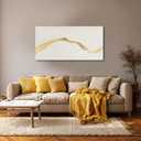 GAIDUOMAI Large Neutral Abstract Wall Decor Gold Line Art Hand Painted Contemporary White Wall Art for Living Room Modern Artwork for Bedroom Office 29x58 Inch