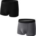 Mens No Ride-up Boxer Briefs Stretch Comfortable Breathable Cotton Underwear 4 Pack (Black, M)