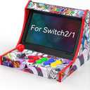 Retro Arcade Stick for Switch 2/OLED/Switch,Mini Arcade Machine Cabinet with 12 Game Card Slots & SD Card,Support Turbo (Black)