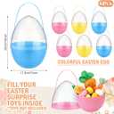 Foilswirl 6 Set 10 Inch Jumbo Easter Egg Plastic Fillable Giant Large Easter Eggs with Handles Rabbit Headband Colorful Big Egg Bucket Stuffers for DIY Hunt Decoration Party Supplies(Pure Color)