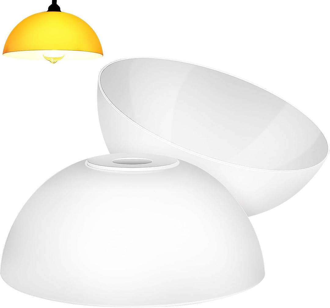 Kichvoe 2Pcs Plastic Mushroom Lamp Shade Replacement: 1.65" Hole Globe Dome Lampshade, Light Fixture Cover for Pendant, Fan, Wall Sconce, Chandelier & Floor Lamp