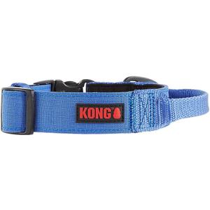 KONG Ultra Durable Padded Comfort Handle Dog Collar (Medium, Blue)