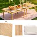 60" x 30" Wooden Low Picnic Table with Outdoor Picnic Blanket 79 "x 59 "