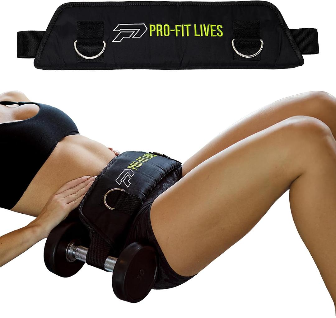 Hip Thrust Belt for Dumbbells - Padded Glute Bridge Weight Strap - Adjustable Kettlebell & Plate Holder - Portable Workout Booty Equipment Weightlifting for Women