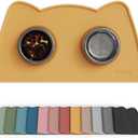 OHMO - Cat Food Mat, Silicone Pet Feeding Mat for Floor Non-Skid Waterproof Dog Water Bowl Tray, Easy to Clean Pet Placemat (Honey, 18 * 9.8'')