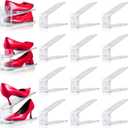 Adjustable Shoe Slots Organizer,12PACK Transparent Shoe Stackers Shoe Rack Holder Shoe Space Savers Double Layer Stack Shoe Racks for Closet Organization(Transparent)