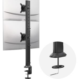 HEMUDU Dual Monitor Articulating Desk Mount Arm Stand - Vertical Stack Screen Supports Two 13 to 34 Inch Computer Monitors with C Clamp