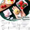 Tessco for you 400 Pcs Mini Appetizer Plates Set Including 200 Disposable Dessert Plates Assorted Shape 100 Mini Plastic Forks 100 Plastic Spoons for Party (Classic Style, White)
