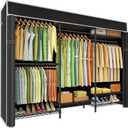 Ulif E13C Heavy Duty Closet Organizer SystemFreestanding Clothing Racks for Hanging ClothesAdjustable Garment Rack 63" W x 16" D x 77" H Hold 960 lbsBlack Clothing Rack with Black Dustproof Cover