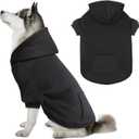 Dog Hoodie Dog Sweaters for Large Dogs Pet Sweater Solid Soft Brushed Fleece Pet Clothes Hoodie Sweatshirt with Pocket(Black-XXL)