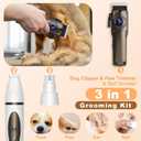 Dog Grooming Kit, Dog Clippers for Grooming Paw Trimmer Nail Grinder, Low Noise Rechargeable Cordless, Pet Shaver with Stainless Steel Blade for Pets Cats Animals