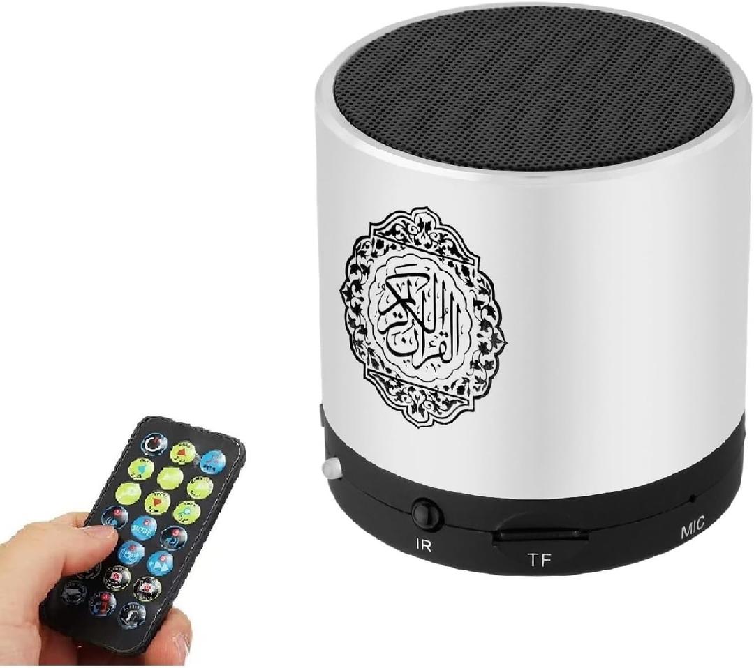 Portable Digital Quran Speaker,Bluetooth Speaker,with Remote Control,MP3 Player,USB Rechargeable,8GB Storage,18 Reciters,15 Translations,Arabic,English,French,Urdu & More (Silver)
