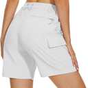 MAGCOMSEN Women's 7" Hiking Golf Shorts 6 Pockets Lightweight Quick Dry Outdoor Casual Cargo Shorts Water Resistant (White, L)
