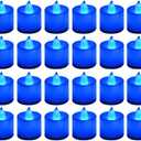 LANKER 24 Pack Flameless Led Tea Lights Candles, Flickering Blue Battery Operated Electronic Fake Candles, Decorations for Wedding, Party, Christmas, Halloween and Festival Celebration (Blue)