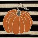 Floor Rug Watercolor Stripes Pumpkin Decorative Doormat Fall Seasonal Harvest Thanksgiving Vintage Rustic Low-Profile Yard Floor Mat Gift for Women Men 18x30 Inch