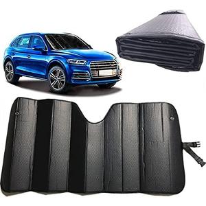 GWUSKDT Car Sun[Shade], Sun Protector,Foldable Front Window Shade-Thicken 5-Layer Bubble for Auto Windshield UV Protection and Heat Reflector 58"x 27.5" (Black)