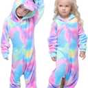 Easuit Colorful Unicorn Onesie Pajamas Animal Costume Halloween Cosplay Unisex Xmas Gifts for Kids 4-6 EA-Unicorn37 H-multicolor Unicorn