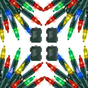 TW SHINE Battery Operated Christmas Lights, 4 Pack Total 200 LED 64 FT Battery Operated String Lights with 8 Modes, Xmas Lights for Outdoor Indoor Wedding Party Home Decorations, Multi Color