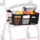 Upgraded Rollator Basket, Large Walker Accessories Bag with Multiple Pockets, Rollator Accessories for Seniors Baskets for Rolling Folding Walker Easy to Use(Black)