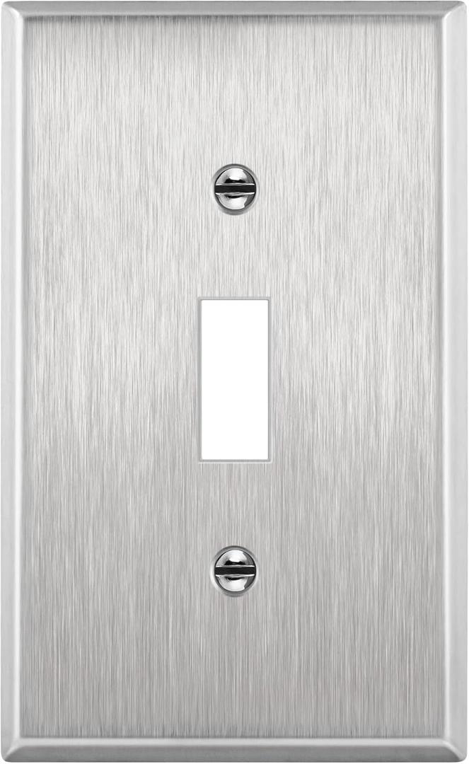 ENERLITES Toggle Light Switch Stainless Steel Wall Plate, Metal Plate Corrosive Resistant Cover for Rotary Dimmers Lights, Size 1-Gang 4.50"x 2.76", 7711, 430 Stainless Steel, UL Listed, Silver