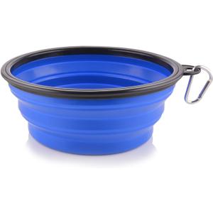 Extra Large Collapsible Dog Bowl, 3L XL Travel Dog Bowl, Foldable Travel Water Dish, 102oz X-Large Portable Collapsable Traveling Bowls with Carabiner for Dogs Walking, Hiking (Blue)