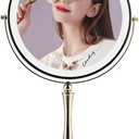 10" Large Lighted Makeup Mirror, 1X/10X Magnifying Vanity Mirror with Lighting, 3 Colors Brightness Adjustable, Rechargeable Double Sided Desk Mirror with 96 LED Lights Brush Nickle