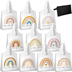 10 Pcs Teacher Gift Bags Rainbow Tote Bags Bulk Thank You Gifts Bag for Teacher Mother Women Gift School