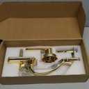 Exterior Door Handles, Gold Front Door Handle, Entry Door Handle Adjustable Bottom, Entrance Door Handle, Lower Half Grip, Reversible Lever for Front Door, Polished Brass