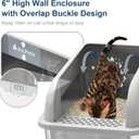 Extra Large Stainless Steel Litter Box with Lid, High Sides Enclosed Cat Litter Box for Big Cats & High Peeing, Anti-Leak & Odor Control Metal Litter Pan, Easy Clean Non-Stick Kitty Litter Box