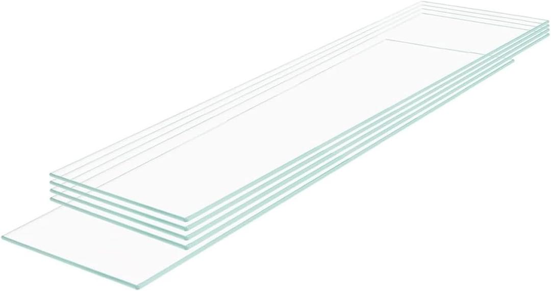 10" W x 36" L - 5 PCS Rectangle Tempered Glass Shelf Set,Glass Shelves of Wall Without Frame