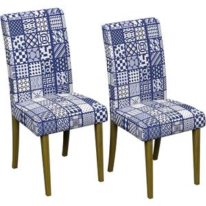 Stretch Dining Chair Covers Set of 2,Floral Print Chair Covers,Soft Removable Washable,Pet Friendly Furniture Protector,Universal Chair Slipcovers for Home, Kitchen,Ceremony Dining Room Seat (B-aqua Squares)
