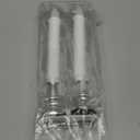 DRomance 9" Flameless Window Taper Candles Battery Operated with 8-Key Remote and Timer, 4 Pack White Christmas Holdiay Window Candles with Silver Holders, Suction Cups and AA Batteries Included