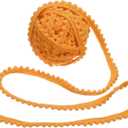uxcell 25 Yards Pom Trim Ribbon, 0.5" Wide Orange Pom Ball Fringe Trim Sewing Fringe Fabric Trim Ribbon for DIY Crafts Curtain Clothes Pillow Home Decoration