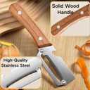 2 PCS Multi-Functional Kitchen Peeler, Vegetable Peeler, Wooden Kitchen Tool, Premium Wooden Handle - Stainless Steel Single Blade & Built-In Bottle Opener, Suitable for Peelable Vegetables & Fruits